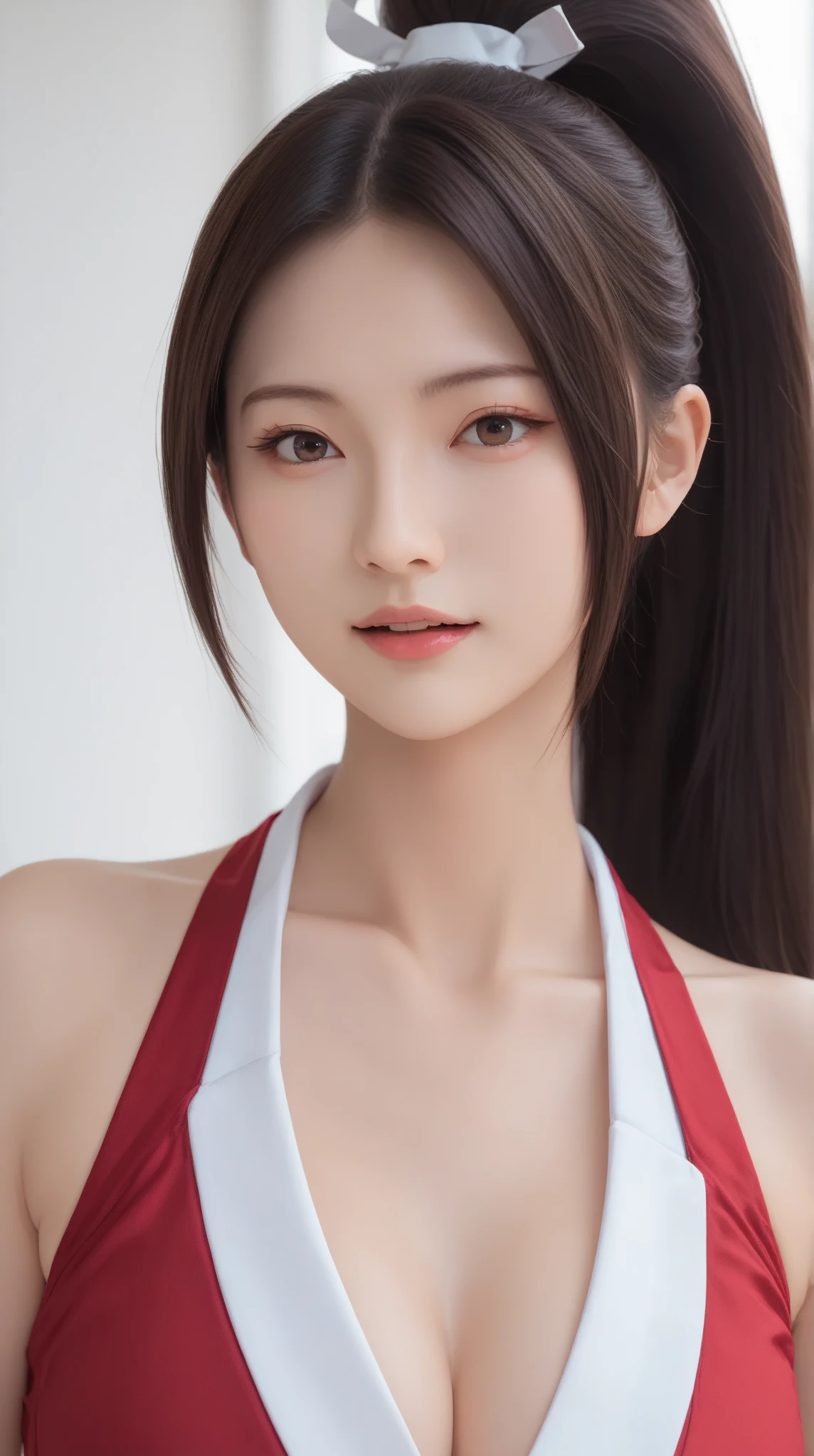 Kindergarten girl,ponytail, (maximum), only, Muscle Abs, Jealous, Looking at the audience, (Long Hair), (NSFW Wet Bra), (), smile,shy,Noble Beauty,Dignified, photographer, Realistically, Highest quality,Big Breasts, necklace, Earrings, staff, Detailed face, standing in ruins, (StableDiffusion), Radial Lighting, Depth of written boundary,Huge breasts