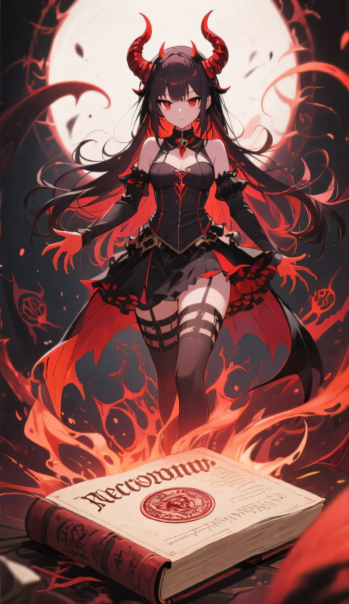 Anime girl, with tattoos, with red glasses, with red hair and black socks holding a pole, Rias Gremory, High School DXD, Demon Anime Girl, Succubus in tight short dress, light white skin, dungeon background, correct the features, detail the strokes, leave the breasts in UHD, correct the symbol of the white blouse, arrange the arms leaving more humanized.