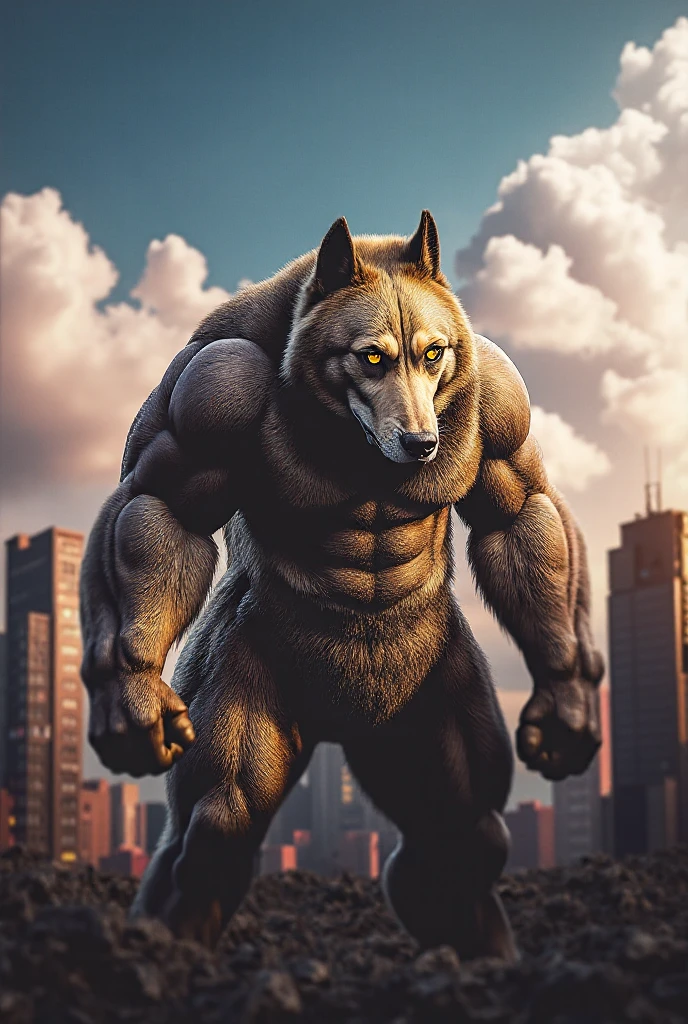 Lobo macho, pelo preto, olhos amarelos, musculos enormes, musculos detalhados, olhando para o espectador, (fotorealista), em uma floresta anoite, lua cheia, pose quente, alta qualidade, 4K, atmosfera escura, interaction between light and shadows