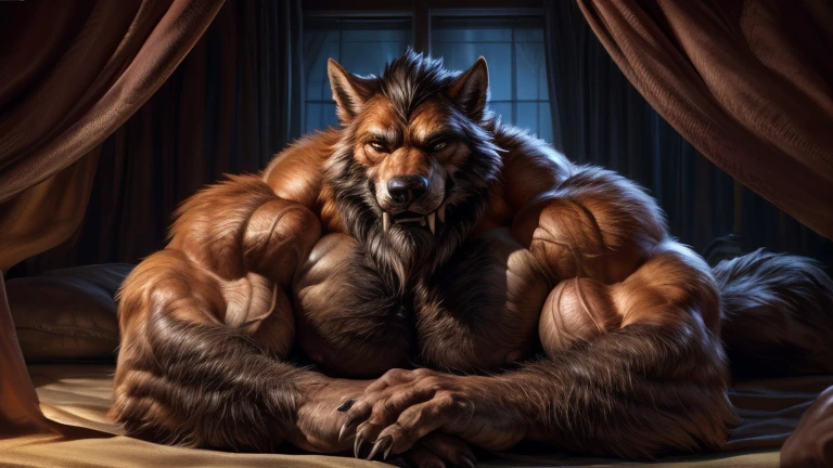 masterpiece,highest quality,1 boy,alone,muscular male,8k HD,extreme details,detailed background,masterpiece,muscular,muscular,naked, completely naked,anthro,(Ranshuu:1.3),Black wolf,facial hair,thick eyebrows,black body,wolf ears,wolf tail,thick tail,nail,Black wolf watching the moon,Red Moon,full moon