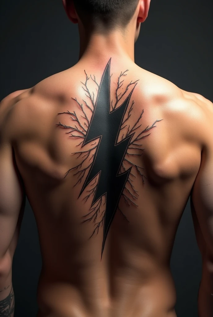 Tattoo with lightning bolts combined with thorns