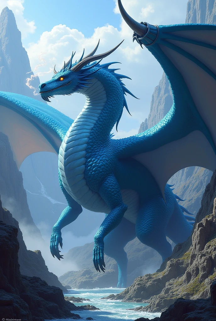 ((best qualityer)), ((work of art)), (detailded), 1 blue scale wyvern