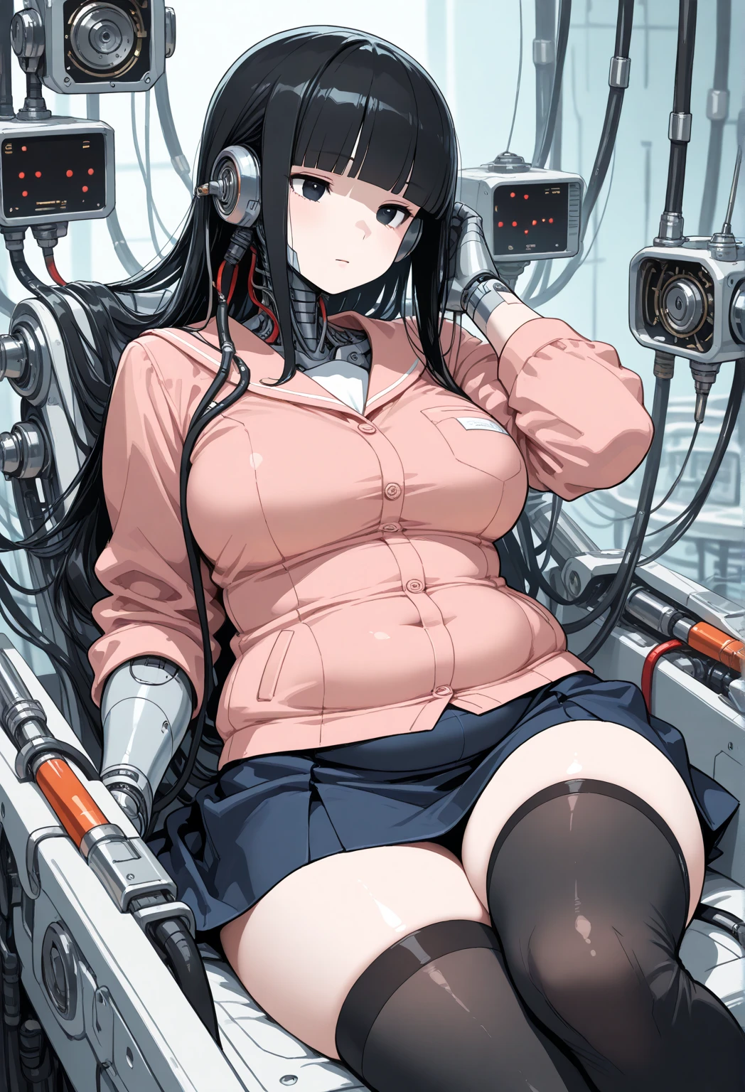 score_9,score_8_up,score_7_up,saurce_anime,rating_explicit,masterpiece, best quality, very aesthetic, absurdres, 1 girl,elma \(maidragon\), kobayashi-san chi no maidragon, huge breasts,huge hip,Glamorous body,breast milk,white collared shirt, pleated skirt,Checked Skirt,confinement, caged, restrained, bondage, 1 machine,  big machinery,milking plant, dairy plant milking machine, transparent funnel tube, milk tanks,, sex, vaginal, laboratory, gigantic machine penis,large penis, Machine penis in pussy,detailed inside machine, cockpit, gears, motors, shafts, transmissions, terminals, [electronic] circuits, vacuum tubes, [electrical] cords,mucus, squatting, arms behind head, nipples, navel, embarrassed,blush,happy, wet, orgasm, cum on body,excessive cum,drool,sweat,pussy juice,love juice