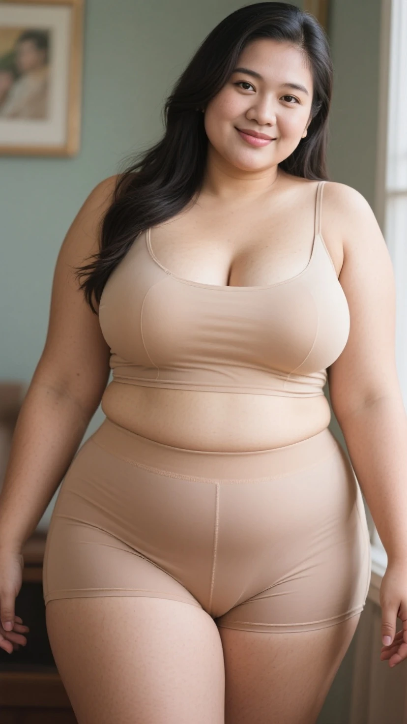 A woman wearing a yellow one-shoulder dress posing for a photo,(erotic smile)、 thick, (Super Strong Super Huge gigantic breasts、Insanely bulging:1.5)、Thick serving、rubenesque, curved hourglass illustration, Curvaceous, Curvaceous, thick body, (skinny waist and thick hips,widehip、Insanely bulging ass:1.5)、tight dress, plus sizeの, thick build, thick, plus size, young woman, plus size woman, lady using yellow dress