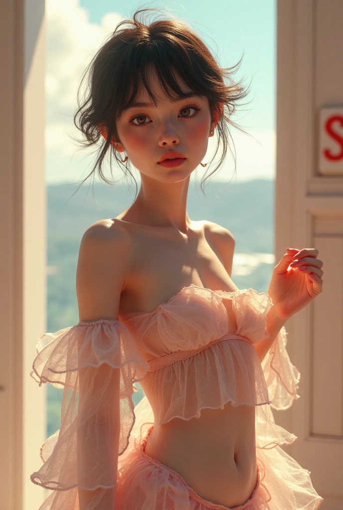 ((Best Quality)),NSFW,((photo realistic)),((Absurd resolution,Ultra High Resolution,Highly detailed)),(Highly detailed face:1.2),(full of cherry blossoms),natural lighting,((1 Japanese girl)),(metallic eyeshadow:1.2),(makeup:1.2),(27years old),(beautiful detailed eyes),(brown eyes:1.2),BREAK,(armpit_hair:1.3),(topless:1.4),(pink fundoshi:1.3),(fun-roku),feminine,((beautiful)),(cry),(embarrassed:1.3),(looking at viewers),(open mouth:1.3)(futa_overflow),(crotch bulge),(penis peek),detailed skin,(Pubic_hair:1.3),BREAK,(bushy eyebrows),straight eyebrows,Low eyebrows,(thick lips:1.3),(Glossy lips),(pink lipstick),((blush)),(curvy hips),wide forehead,braid,Perfect Anatomy,(small breasts:1.5),(Black medium hair),BREAK,erect nipples,head accessory,flower accessory