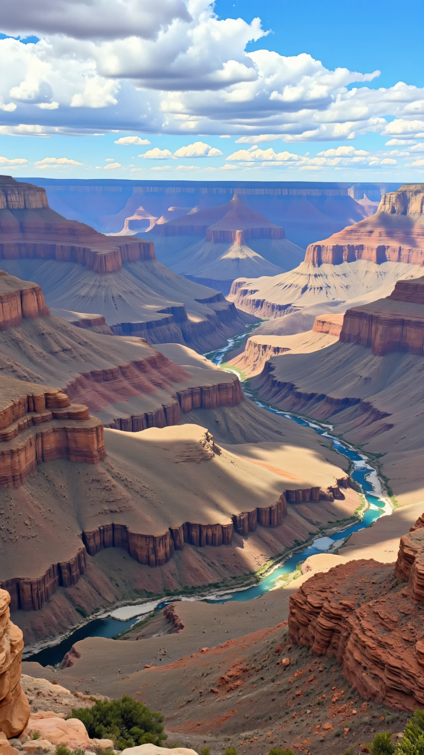highdefinition image、America's largest national park、Grand Canyon National Park in Arizona、Mercer Point(Mather Point)from、majestic panorama of the canyon、10has majestic strata spanning 100 million years、yellow brown、white、made of aqua blue strata, etc.