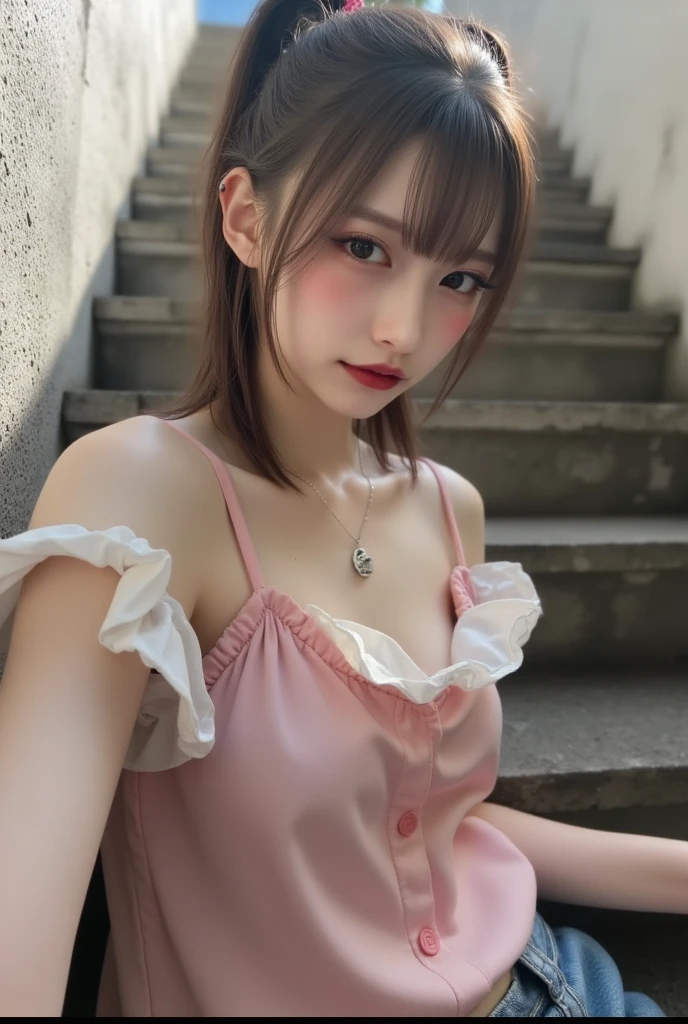 (masterpiece:1.2, Highest quality), (Realistic, photoRealistic:1.4), Beautiful illustrations, (Natural Side Lighting, Cinema Lighting), Browsing Caution,
View Viewer, (Bust up shot)、Front view:0.8, 1 girl, Japanese, high school girl, Perfect Face, Cute and symmetrical face, Shiny skin、
(Semi-short cut hair, Side Lock, Light pink hair), Parted bangs, Emerald green eyes, Long Eyelashes, (Big Breasts:0.8),
Beautiful Hair, Beautiful Face, Beautiful fine details, Beautiful clavicle, Beautiful body, Beautiful breasts, Beautiful fingers, Beautiful nipples、Beautiful armpits、Beautiful, perfectly aligned teeth、
((A cat suit with attention to detail、(Pastel red floral lace panties、Lace mini cafe apron、Black garter stockings)、Shyness、(Open your mouth:1.3)、Red bow tie、Earrings、(topless:1.2)))、
((The background is night、moonlight、garden、firework、Night Festival))、 (Troubled face、Upward glance), (The skin is moist and wet:1.2)、(Semen is on it:1.6)、(Licking your fingers:1.2)