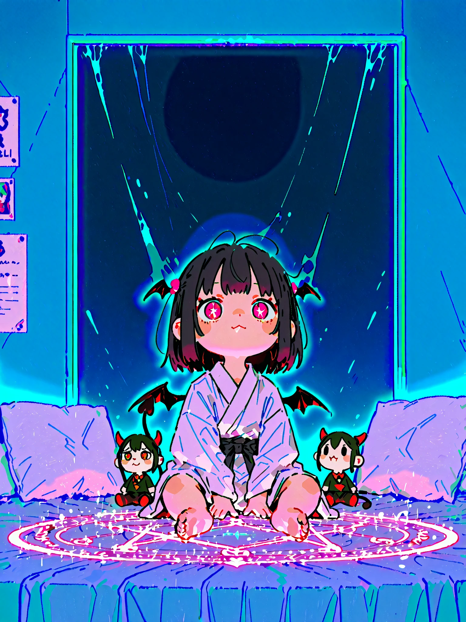 masterpiece, best quality, expressive eyes, perfect face, a toddler get transformed into a cuntboy, solo, surpriced expression, blushed, black hair, long hair, red baseball cap, brown eyes, full body, bare foot, naked, in a maze, pussy, glitter, magic circle in the floor, black cat ears, black cat tail,