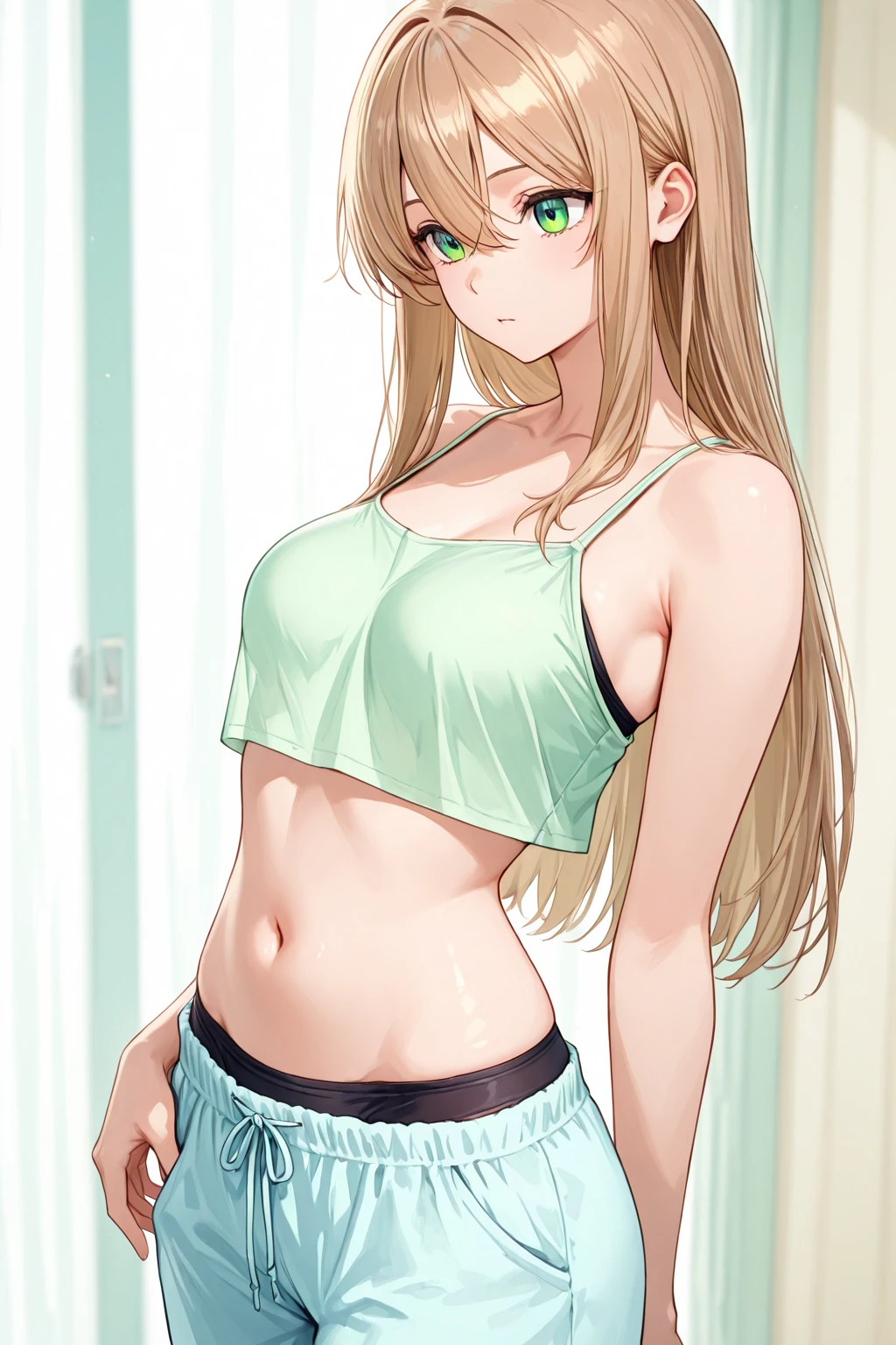 girl, Sweat, vapor, Medium chest, shy, fine hands, light smile, looking at the viewer, Randomly change the color of the outfit