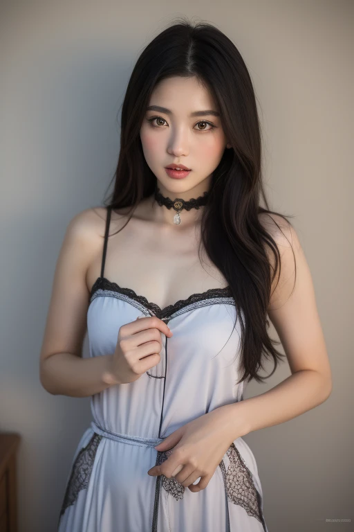 ((Best image quality)、Korean 20 years old, The penthouse of the world's tallest building,NFSW, high resolution, Natural and smooth implementation, head and body balance、perfect body beauty:1.4、slim、thin legs、((dark brown hair、very :1.2)), , very 상세한 얼굴 및 피부 질감、eye for detail、shy smile、with legs spread、naked , lighting areola、Aiming to become an idol、top quality、reality、 exposed groin、cute 외모、angle from front、small ass、K-pop makeup、thin waist, White and clear skin, cute, Narrow pelvis, Slander type, Popular hairstyles for long hair, skinny body type, young body type, Small pelvis, small shoulder, underboob,