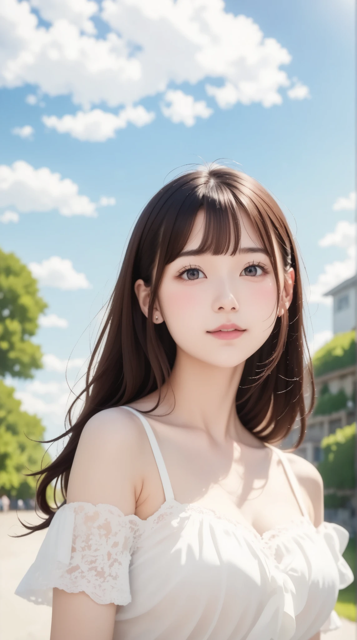 (((Simple setup)))、((( the background is a white wall:1.2)))、Ultra realistic pictures、film grain、Realistic、 One Girl、 very elaborate face 、 cute face、  white blouse against a cloudy sky 、絵のように  beautiful 、sketch、  very delicate  、Cloud-like wall、、   floral 、Graceful depiction 、overview、Overall Bright Color、Gentle Colors、  Taisho Romance 、( masterpiece 、  top quality 、  top quality 、  official art、  beautiful ,   beautiful :1.2)