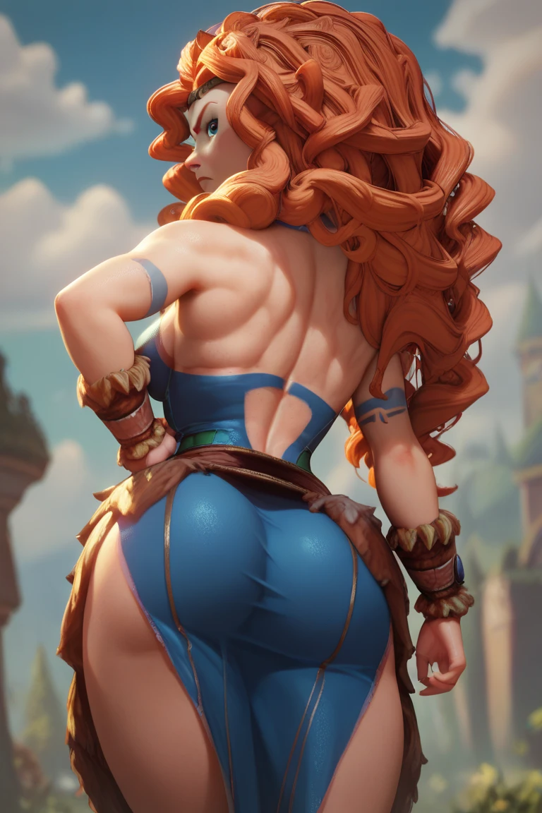 masterpiece, highly-detailed, hyper realistic, full-body shot of a beautiful nude mature short dwarf female taking a bath in the middle of a mine cave, perfect face features, thick kissable parted lips, expressive glowing green eyes with seductive look, braided ginger hair, , perfect curvy and thick muscular body , small size body, chibi