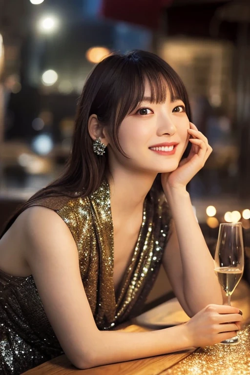 Fine dining、French、meal、indoor、Sit across the table、Sit across from the viewer、Delicious looking food、Luxury champagne、A lively interior、