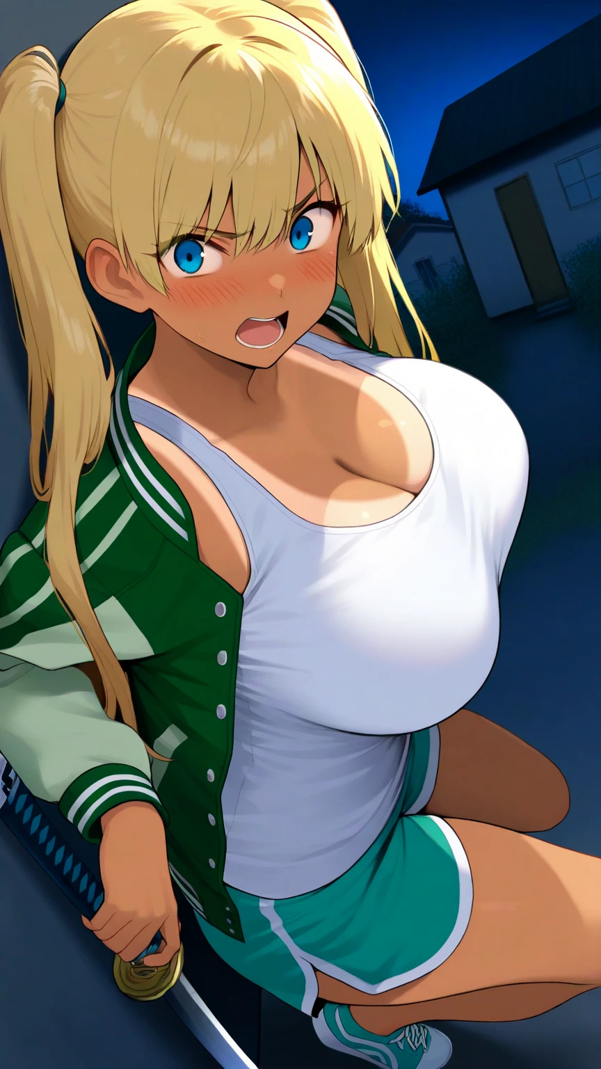 1girl, winry rockbell, Fullmetal Alchemist, (throw_hand, pink vibrator remote switch in throw_hand, throw:1.2), Highest quality, Super detailed, masterpiece, Ultra-high resolution, 8K, Ridiculous, Cowboy Shooting, Blurred, One girl, Focus on the girl, Embarrassing, blush, Lovely, Close one eye, With tears in her eyes and her mouth open, What saliva leaves behind, Wet skirt hem, (Sticky panties:1.1), Bulging of the vibrator cord, Vibrator with Garters, (cleavage), Classroom Background, The skirt is accidentally exposed,(large breasts), (crop top navel), (waist line), Accidentally exposed panties