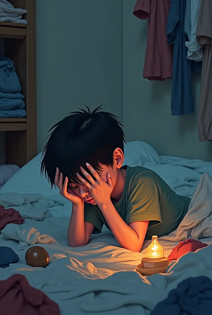 boy crying in his room