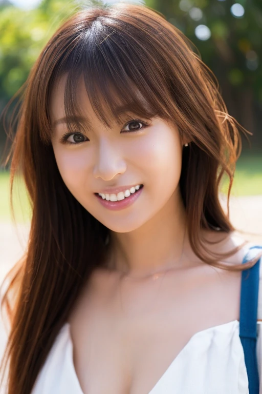 best quality, face focus, soft light, ultra high res, (photorealistic:1.4), RAW photo,(Shinozaki Ai), white skin, kawaii, 1 Japanese girl, solo, cute, (smile), (pupil, lights in the eyes),  detailed beautiful face, Medium-sized breasts,(high resolution detail of human skin texture),(long hair),(portrait), upper body, white traditional kimono