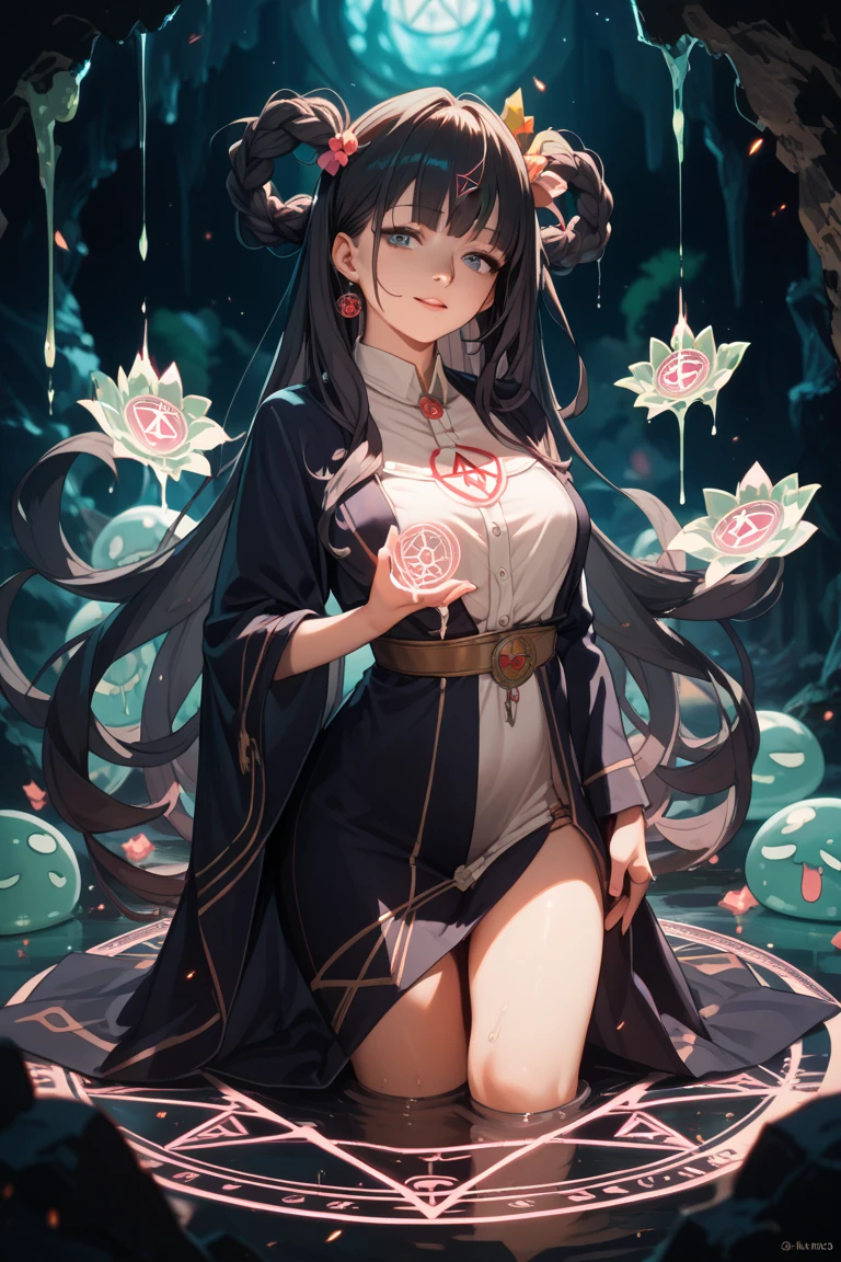 nippaku zanmu,1girl, solo, horns, sitting, holding_skull, looking_at_viewer, hand_on_own_knee, smile, large_breasts, bare_shoulders, dress, spider_web, demon_girl
<lora:nippaku_zanmu_image235_2023-12-20:1>,star-shaped_pupils,symbol-shaped_pupils,. gorgeous,key visual, vibrant, studio anime,award-winning, professional, highly detailed,high budget, cinemascope