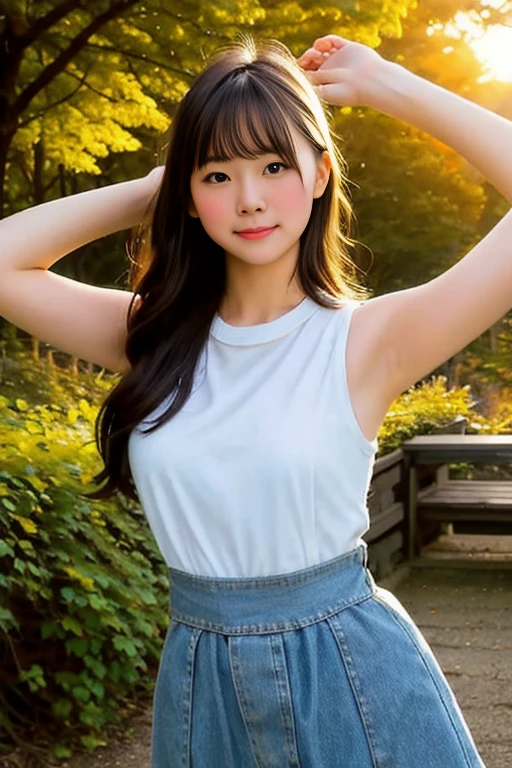 (((One girl:1.3))), ((23 years old:1.3)), (She is my daughter), break (Surprised Smile:1.2), ((Medium large breasts:1.3)), (Accentuated breasts:1.3, Movie chest, Shapely breasts:1.1, Perfect body), break (neat fashion:1.3), (white-theme:1.3), (High neck sleeveless sweater:1.3), ((Gold Necklace:1.2)) break pleated skirt((color : green + Silver) high waist, (pattern : Plaid)):1.3), break (Standing leaning against the rail(color : white) wooden deck(Outdoor, open minded) Glamping Tent ((Gorgeous themes, Transparent Dome Tent, Great atmosphere, Great lighting, Transparent dome tent surrounded by nature)):1.3), ((Long Shot:1.5)), ((At night:1.7)), break ((Her serious expression、Create a photo that conveys the feeling of a relaxed and happy moment.:1.3)), break (colorあせた写真:1.3), (Film Grain:1.3), Depth of written boundary, (Bokeh:1.1), (Light and shadow:1.4), ((Cowboy Shot:1.2)), ((From below:1.2)), ((Focus on her:1.2)),