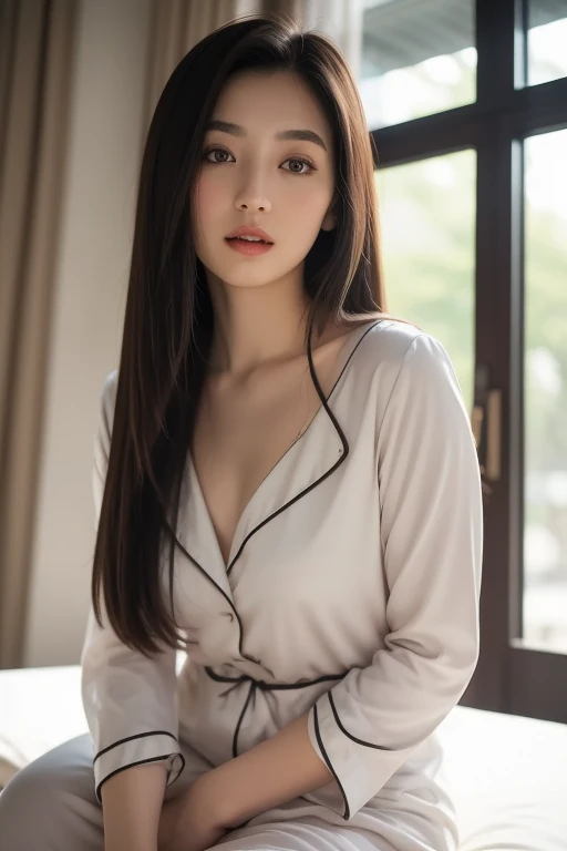 Fashion model 20 years old [[[[closeup cleavage]]]], [[[[boobgasm]]]], [[[[coll]]]], [[[[bshoulders]]]], perfect  eyes, Perfect iris，Perfect lips，perfect teeth，Perfect skin，with fair skin，Long face，slender nose，Soft front light，hdr，Movie girl，long whitr hair，Long hair with a shawl，period costume，Hanfu，The background is outdoor，Flowers and greenery，（pastel colour：1.2）