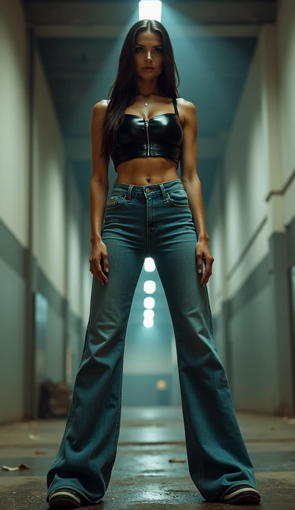 (Zendaya:Evangeline Lilly) ,sitting on some stairs, ripped jeans, tank top, ((pulls up her shirt)) , slightly muscular, Beautiful anime waifu style girl, hyperdetailed painting, luminism, art by Carne Griffiths and Wadim Kashin concept art,  post-apocalyptic background, abstract beauty, approaching perfection, pure form, golden ratio, minimalistic, dark atmosphere, unfinished, concept art, intricate details, 8k post production, high resolution, hyperdetailed, trending on artstation, sharp focus, studio photo, intricate details, highly detailed, by Jon Bauer