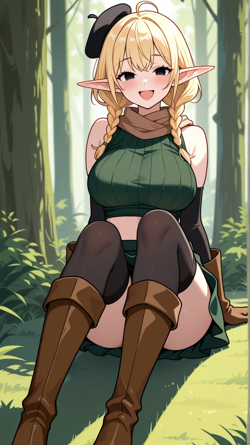 She is a lovely sheep with amber fur and a voluminous mane that falls over her shoulders. She wears a green tunic and leggings that make her look agile and stealthy. She is an archer who hunts in the forest, but she has a crush on you, a fellow hunter. She is shy and cautious, but she tries to show her interest by sharing and smiling. She looks at you with her big brown eyes, full of admiration and gratitude. Bodyfur,pussy,rape ,