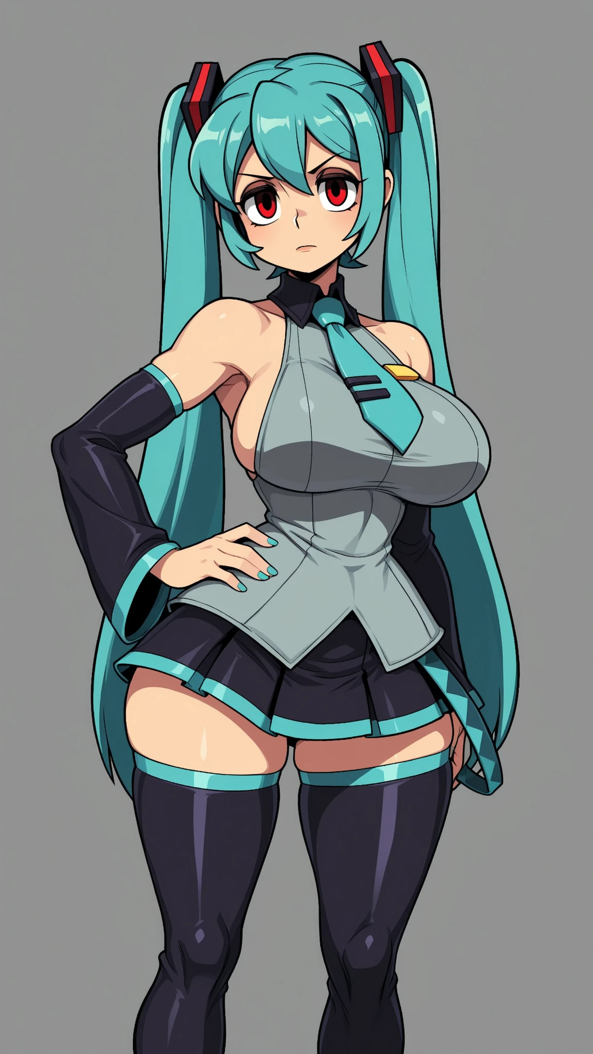 masterpiece, best quality, highres, dragon ball, Solitary close-up portrait
, blmlong, aqua hair, blunt bangs, long hair,  bunny, rabbit ears, black pantyhose, red bowtie, wrist cuffs, black leotard latex, large breasts, pressing breasts
