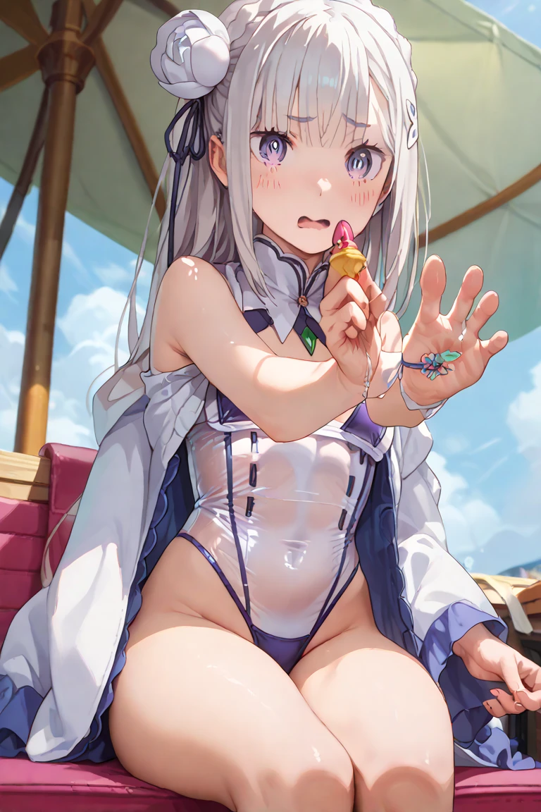 score_9、score_8_up、score_7_up、easynegative、negative_hand、1 girl、Short girls、pretty girl、 Girls、Adorable girl、(Huge penis) 、(Sandy beach background)、Detailed face、Sweaty、(Sitting、In a lounge chair:1.3)、Sandals、Swimwear、bikini、Revealing clothing、Long sleeve、Black tail、(Blue wings)、White Hair、bangs、Bifurcated eyebrows、Side Lock、ponytail、Very long hair、Melusine(fategrandorder)、(Melusineの夏:1.4)、黒いbikini、Cropped jacket、Shrug \(clothing\)、bangs、Side Lock、Beach、Long sleeve、Thighs、Black jacket、(Flat Chest:1.2)、(Pussy)、(Male 1 person、ritsuka_Fujimaru、Tall Man)、(( Sex )) 、(Deep insertion:1.2)、(Ball Depth:1.3)、Leg spread、M字Leg spread、Extreme insertion、smile、Straddle、Girl riding on top、(Put your hand on the clitoris:1.3)、From above、Cowgirl、