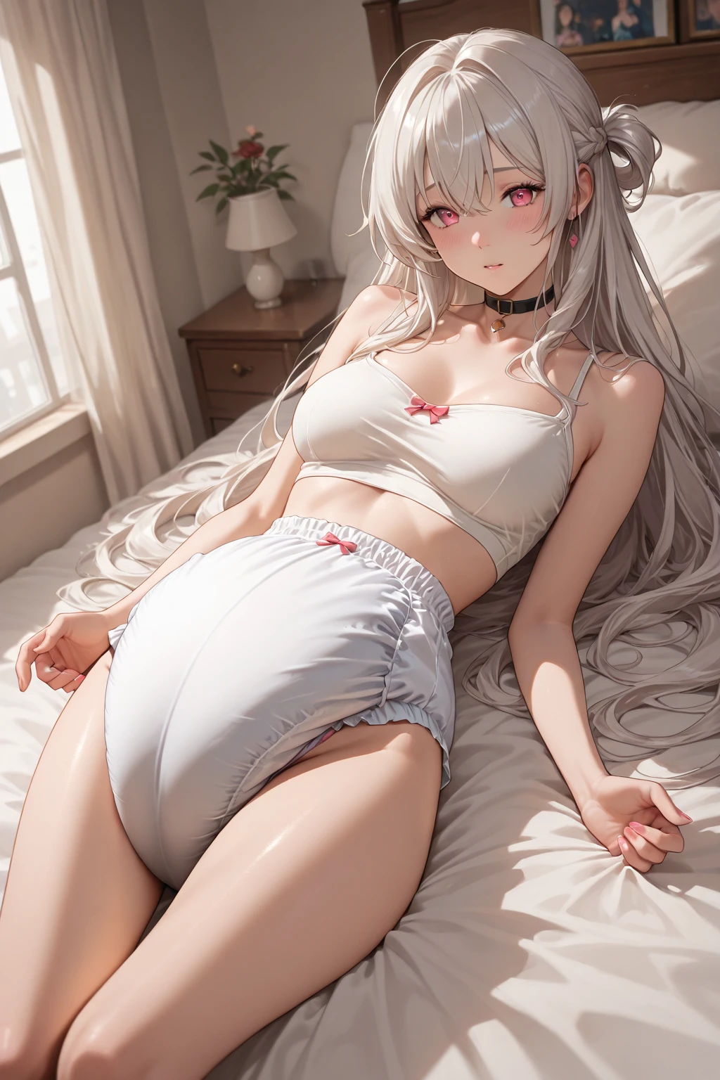 The beauty was lying on the bed,,Wearing thin white bikini underwear,,enjoying,Blushed shyly,White liquid flows down,Urgency to urinate,It looks painful,Wet,There a lot of white milk on the bed,There a lot of white milk on my legs,White fluid comes out of the crotch,Open the thighs,Sweating profusely,White fluid comes out of the crotch,White fluid comes out of the crotch,White fluid comes out of the crotch
