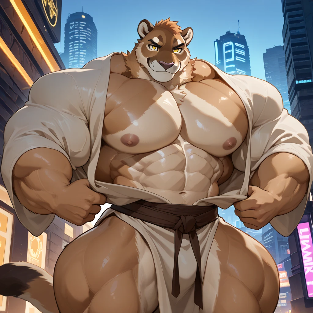 Muscular, tiger in speedo, black speedos, By mystikfox61
