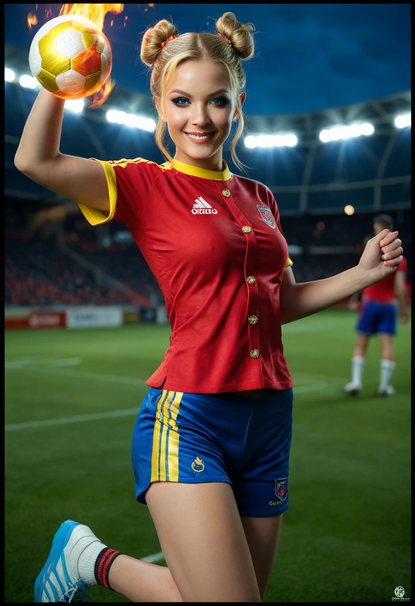 (A photo of a super beautiful white-haired Russian female soccer player in action during a match:1.2)(Sexiest Women in Eastern Europe)(Grinning,A big smile:1.2)(16K, RAW Photos, Highest quality, masterpiece: 1.2),(Shiny wavy long hair:1.1) Super detailed, Super Resolution, (Genuine, Genuine photos: 1.37), Portraiture, High-resolution RAW color photos, Professional photos, Very detailed, 8k wallpaper, Very detailed CG Unity 8k wallpaper, Very detailed beautiful girl, Very detailed faces,(Lebanon soccer field:1.2)(Russia national soccer team uniform:1.2)(whole body)(Skinny but big boobs:1.1)(Tight soccer player costume:1.2)light gray eyes,Football matches