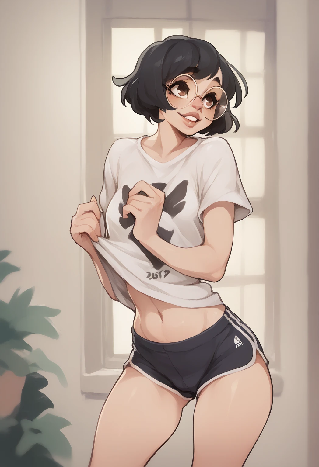 (extremely detailed CG unity 4k wallpaper),(masterpiece),(best quality),(ultra-detailed),(best illustration),(best shadow),(absurdres),(detailed background) femboy, cute,taking a selfie, brown eyes, dark skin, american, curly long black hair, yoga pants, supreme croptop, Jordan sneakers, thick thighs, big ass, flat chest, field full of flowers, bulge, black eyeliner, sparkly gold color lipstick, Smile, New york city background,