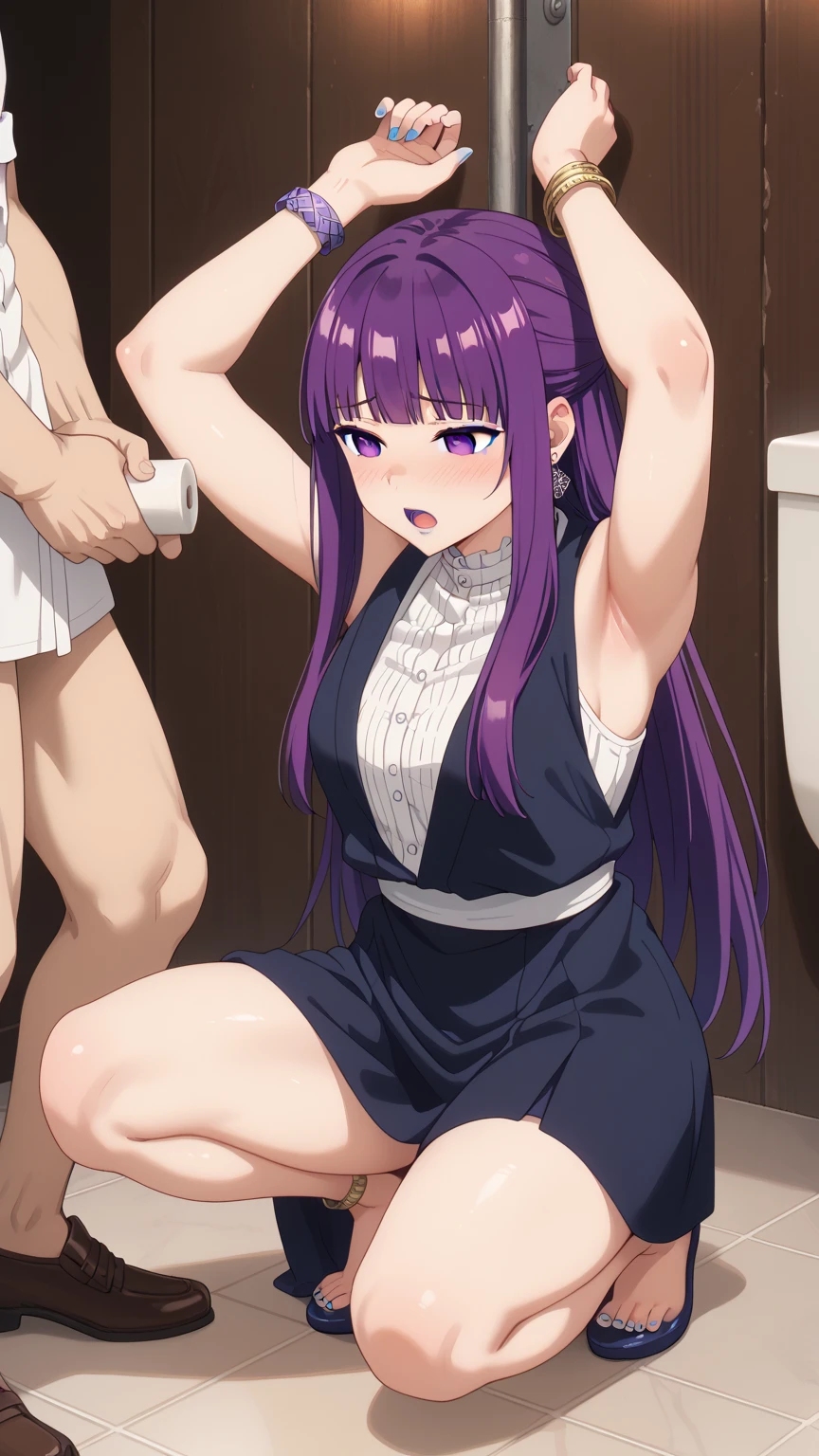 Yuuko (Houkago 2: Sayuri), masterpiece, best quality, 1girl, 1boy, vaginal, sex, doggy-style sex, sex from behind, hetero, a sexy naked mature woman being fucked by a guy, clothed female nude male, female pubic hair, doggy-style, closed eyes, blush, nude, clothed sex, skirt, breasts, skirt lift, all fours, ponytail, clothes lift, from side, ribbon, long sleeves, open mouth, 
