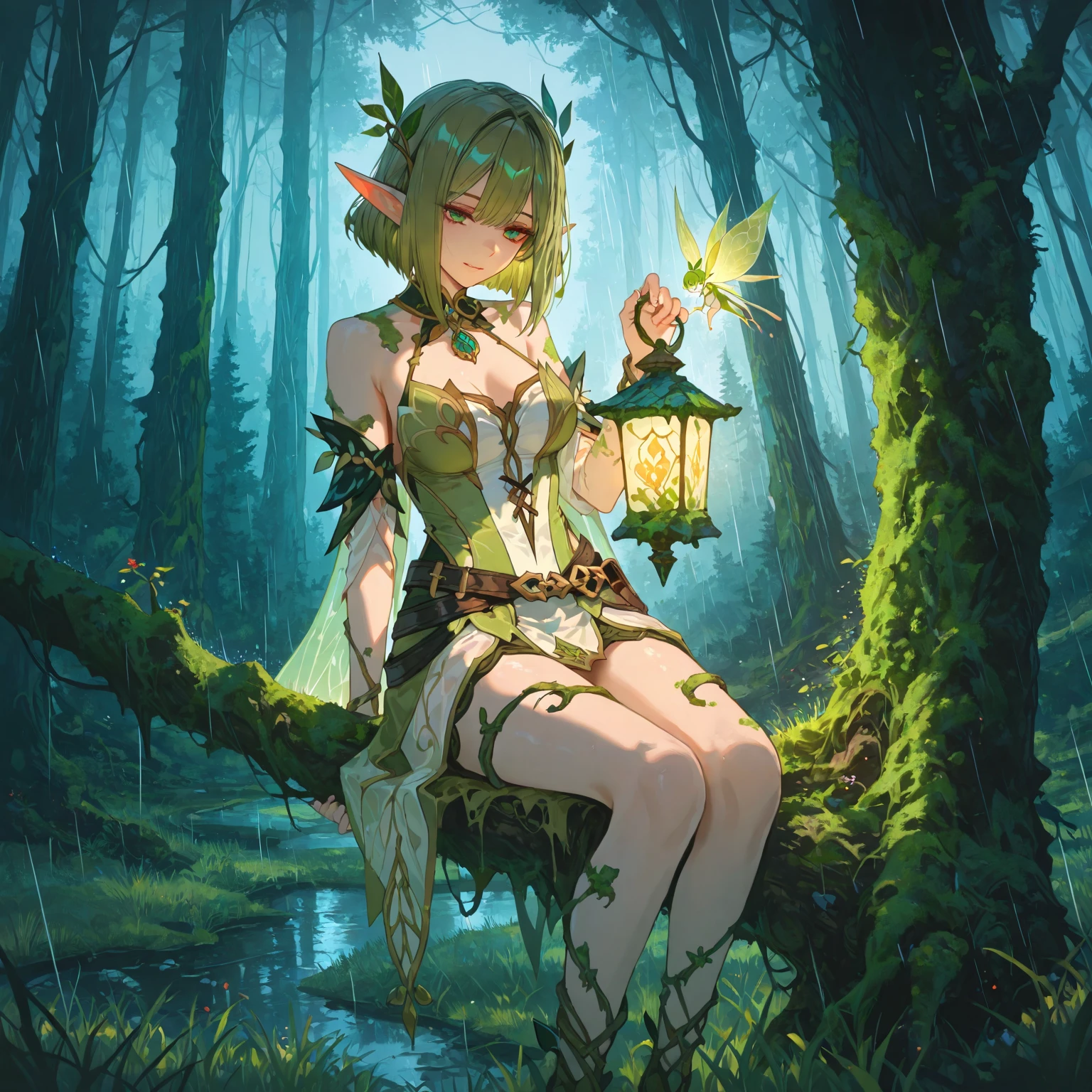 The elves go high in the air to collect honey deep into the forest