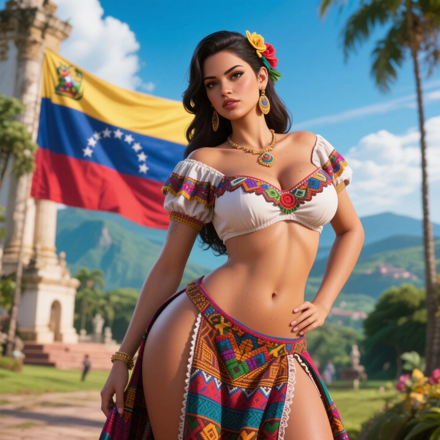 Dinamarquesa segurando a bandeira da Dinamarca