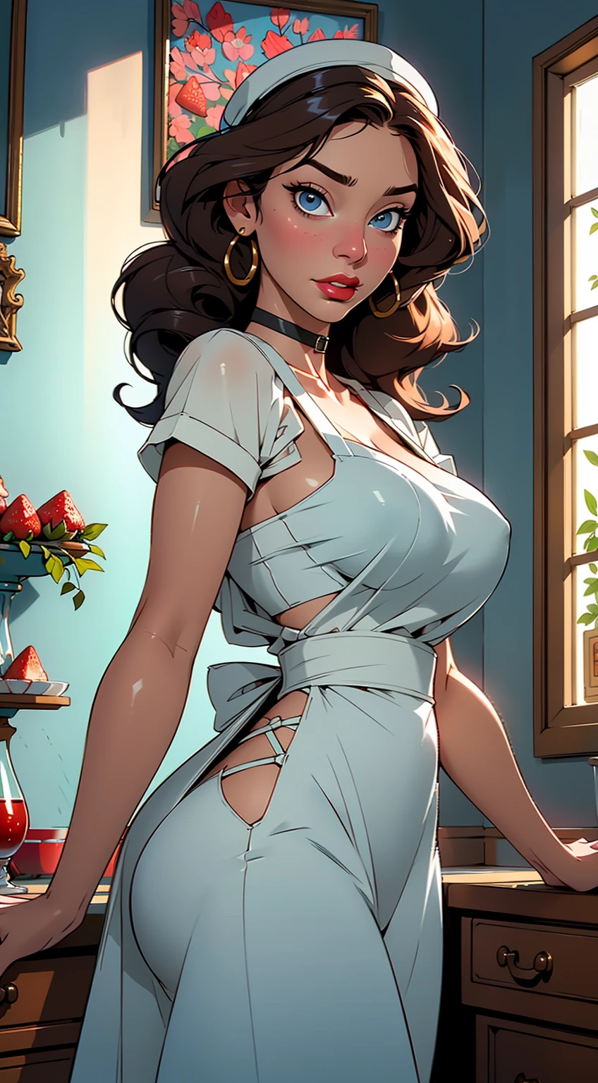 Cartoon style digital illustration style GTA digital style, estilo atompunk design de personagens altamente detalhado, arte digital detalhada coragem, Forest fan art, Design de personagens de retrato, beautiful digital illustration, retrato de alta qualidade, Arte em quadrinhos, mulher jovem cabelo com transas lindas . Queen Anna of ArendelleBeautiful lined eyes Medium large bust and wonderful sexy clothes. image expression of sexual desire from waist to head illustration Queen Anne of Arendelle atompunk style Fallout 4 style pose playboy magazine with beautiful breasts without clothes wonderful breasts