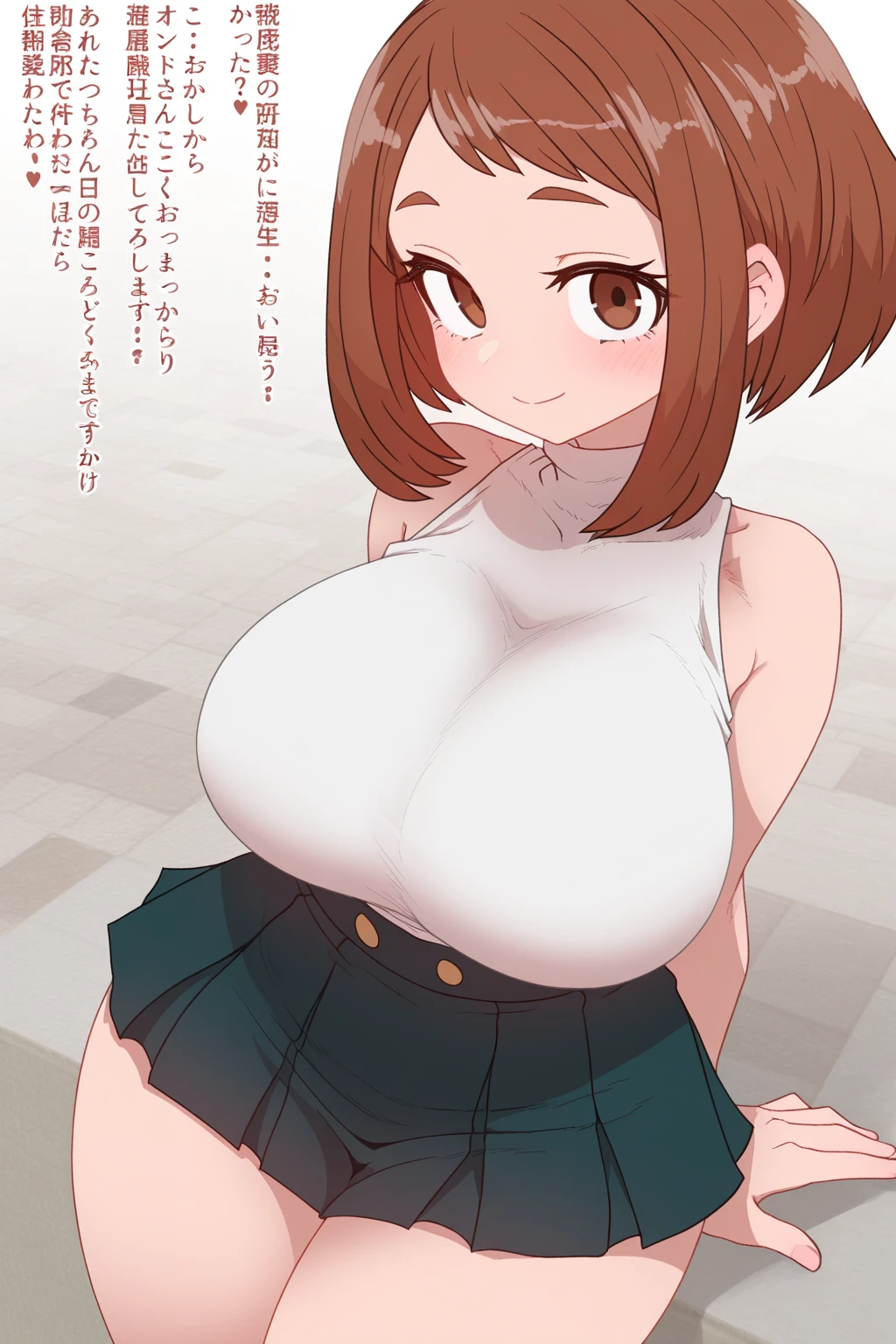 Ochako Uraraka ((very big chest)) surrealism, 8k, super detail, anatomically correct, accurate, UHD, masterpiece, textured skin, super detail, high details, Anime girl with big breasts posing in front of a window., oppai, con big breasts, Thick, big breasts!, , [ Artedigital 4K ]!!, seductive anime girl, con big breasts, big breasts!!, breasts covered and sfw, (sfw) Insurance for work, oppai proportions, touching her boob nude very big tit image from the side
