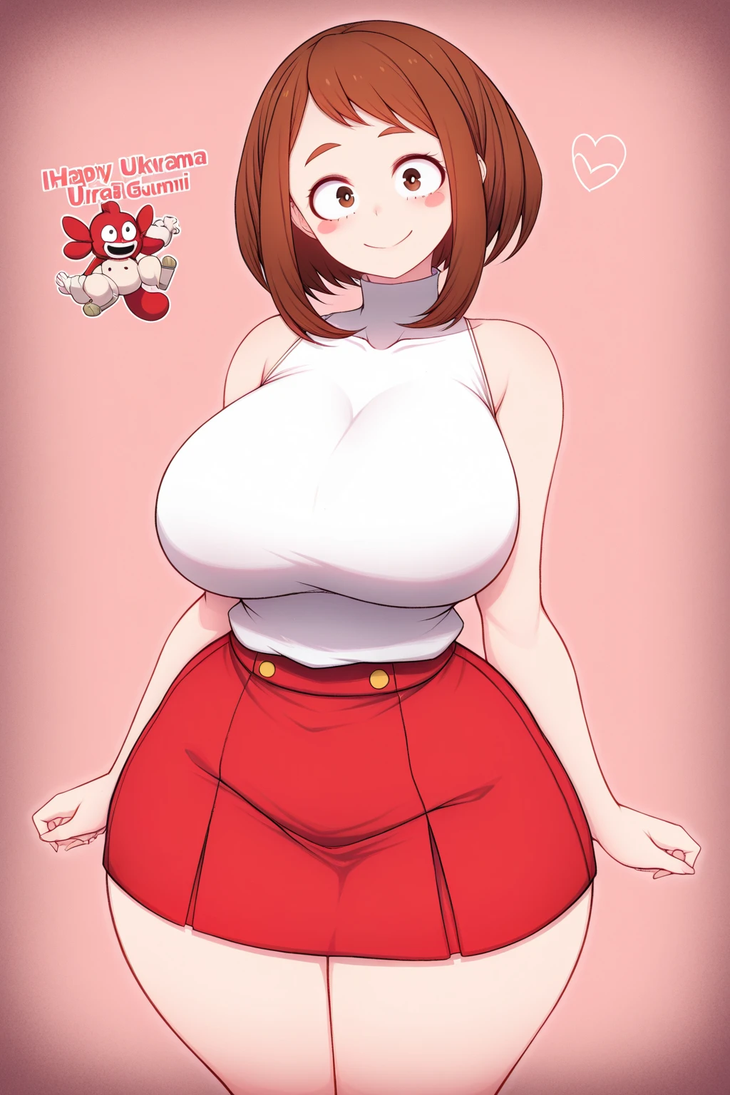 RanmaChan, Red hair, Braided hair, very big breasts, bouncing breasts, pose vulgar, big breasts, lumpy breasts, breast lump,
