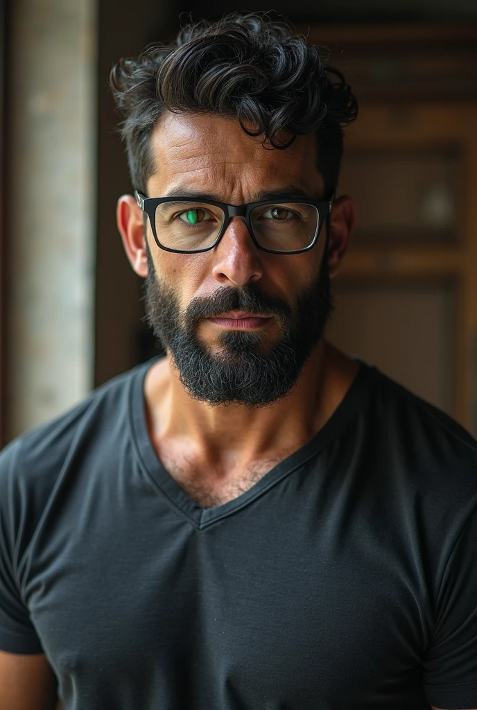 A 35 year old six feet tall brown skin man with healthy body with long hair wuth few grey hair strands wearing glasses