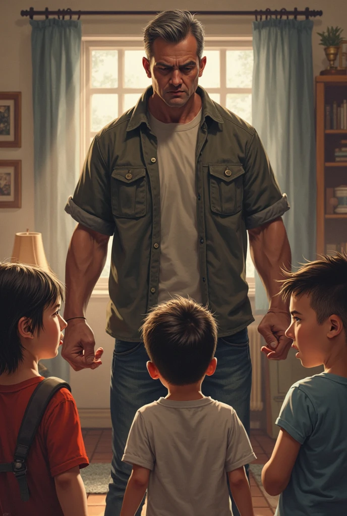 A bald Muscle man protect your family