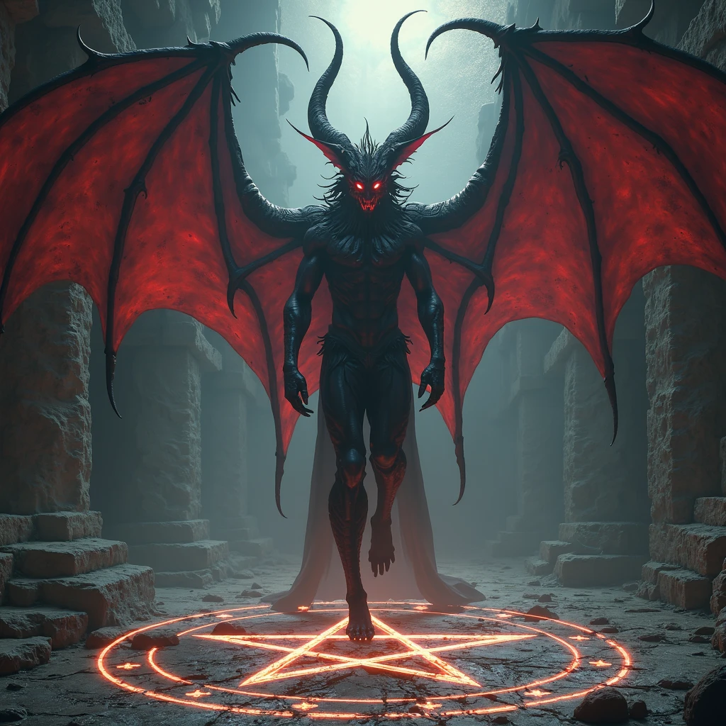 A devil from frictional character with light effect front 
