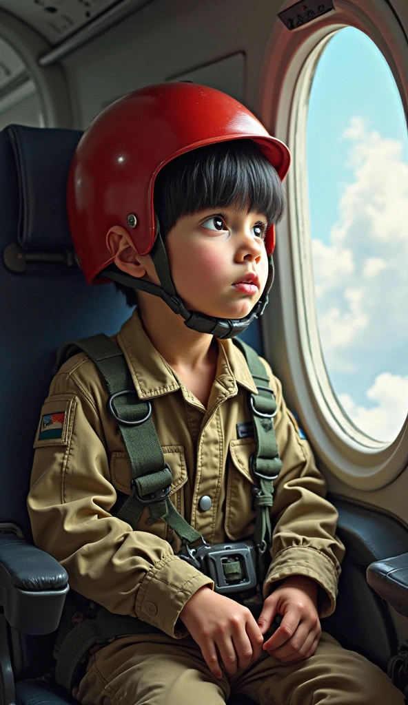 Little Moroccan Boy Blond Curly Military Haircut Teenager With Helicopter In Mouth Realistic