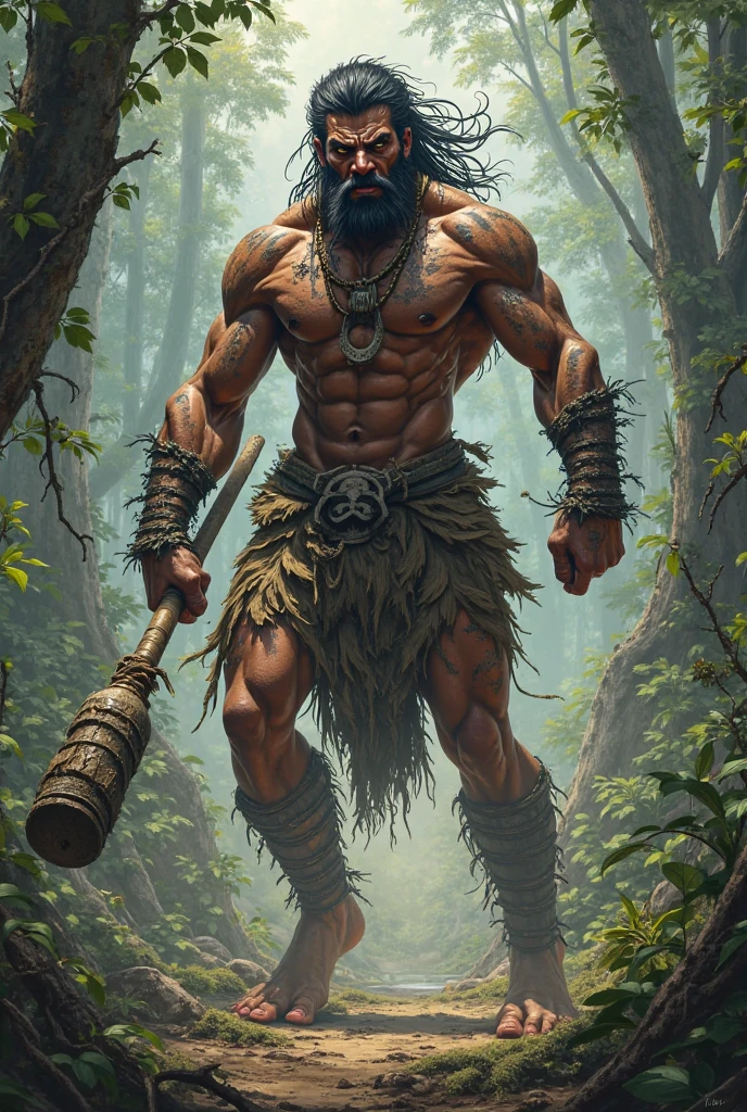 Waist up Potrait, Black and white Drawing, Red indian man, with a spear, standing, clear background, shouting to the sky