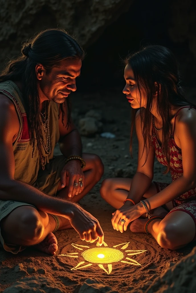Image of cavemen discovering fire