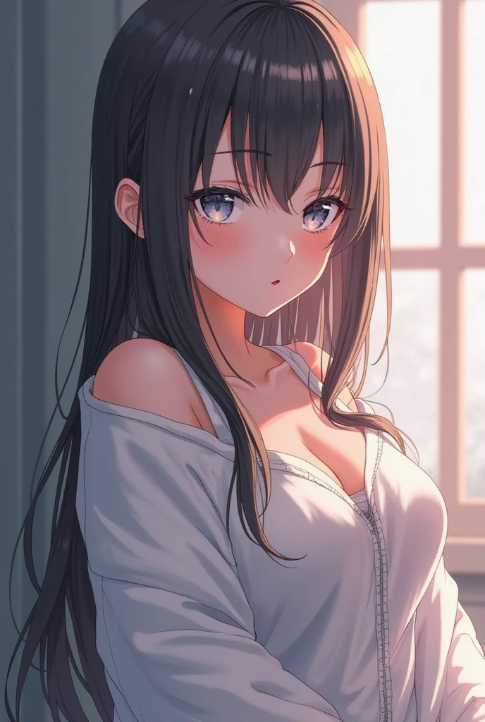 [[beautiful]], amazing, (best quality:1.5), (masterpiece:1.5), extremely delicate and beautiful, intricate details, finely detailed, extremely detailed, beautifully detailed, ultra-detailed, (hyperdetailed:1.5), high resolution, (illustration), watercolor pencil, Clear line drawing, (ufotable style:1.1), (ufotable screen cap:1.1), anime coloring, anime screencap, (latest picture), backlighting, dynamic angle, glow, depth of field, [[body satisfaction]], (body with a good balance of style:1.5), (slender figure:1.5), perfect body, perfect hands, perfect feet, (two arms:1.2), (two legs:1.2), (five fingers each:1.2), (perfect joint:1.2), perfect joint movement, beautiful detailed eyes, (detailed eyes:1.5), finely detailed eyes, perfect anatomy, full dissection, perfect composition, correct limbs, balance and coordination in all things, realistic:0.5, precise fingers and hands, (finely drawn hair:1.5), [[sagisawa fumika]], fumika sagisawa, black hair, long hair, blue eyes, medium breasts, small-sized buttocks, hairband, hair over eyes, (light blue sweater:1.3), collarbone, jewelry, necklace, shawl, sweater, [[Bedroom]], (bed:1.2), bed background, indoors, [[blush]], shy, (sweat:1.5), (teary eyes:1.7), (ecstasy:1.5), gasping face, (ecstasy face), (white liquid drips between her legs and down her thighs:1.5), (spread one's legs:1.3), (solo:1.5), self-love, self fondle, 1girl, (cowgirl style), (kneeling:1.5), cowgirl position, standing on both knees, open one's mouth,