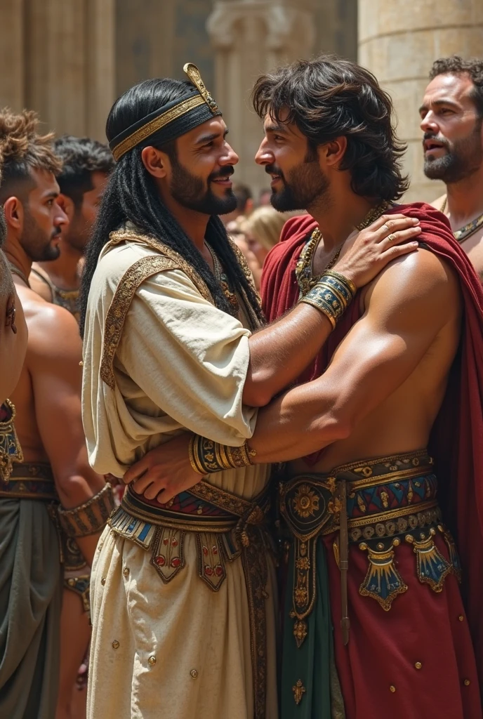 Two muslim kings lying on dusty ground defeated licking sand