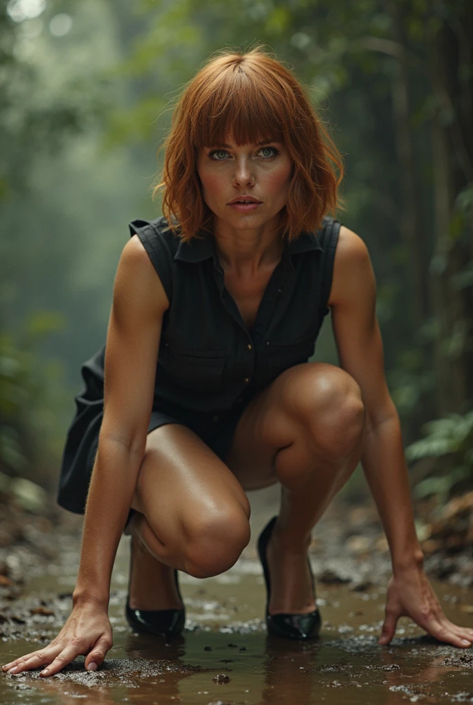 Certainly! Here's a detailed description of the girl with short pink hair, walking in the forest:

She strides through the sun-dappled woodland, her rose-pink hair falling in tousled waves to her shoulders. The white tank top clings to her lithe frame, revealing toned arms and a hint of . Cream cargo pants, slightly frayed at the hems, allow her to move freely as she navigates the uneven terrain. Her boots—sturdy and well-worn—crunch on the fallen leaves, echoing the rustling of the surrounding foliage.

The forest envelops her—a tapestry of emerald hues. Towering pine trees stretch toward the sky, their needles casting elongated shadows on the mossy ground. Shafts of sunlight pierce through the canopy, illuminating patches of wildflowers—violets, buttercups, and delicate ferns. The air smells of damp earth and pine resin, and the distant call of a woodpecker adds a rhythmic melody to her solitary walk.

As she ventures deeper, the forest thickens. Ancient oaks stand sentinel, their gnarled roots intertwining like old friends. A babbling brook winds its way through the underbrush, its water crystal-clear and inviting. Birds flit from branch to branch, their songs harmonizing with the gentle rustle of leaves. The girl pauses, her gaze drawn upward, where a red-tailed hawk circles lazily against the azure sky.

In this secluded haven, time seems to slow. The girl's footsteps leave faint imprints on the forest floor, a fleeting connection to a world beyond the trees. She walks with purpose, her pink hair catching glimmers of sunlight, and her eyes—perhaps the same shade as the wild berries she passes—hold a quiet determination. She is both part of this landscape and an ephemeral visitor, leaving traces of her passage as she wanders deeper into the heart of the woods. 