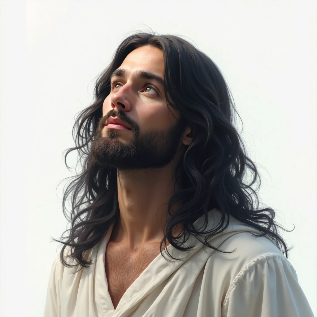 Jesus flutuando no ar no topo das nuvens com raios pelas nuvens, Surrealism, 8k, super detail