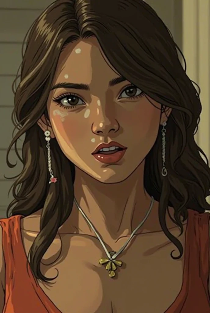 (melhor qualidade, realista), 25 anos , olhos detalhados, Detailed lips, cabelo marrom, roupa de professora, sala ,ambiente aconchegante, soft lighting, Ambiente tranquilo, vista corpo todo, seios pequenos