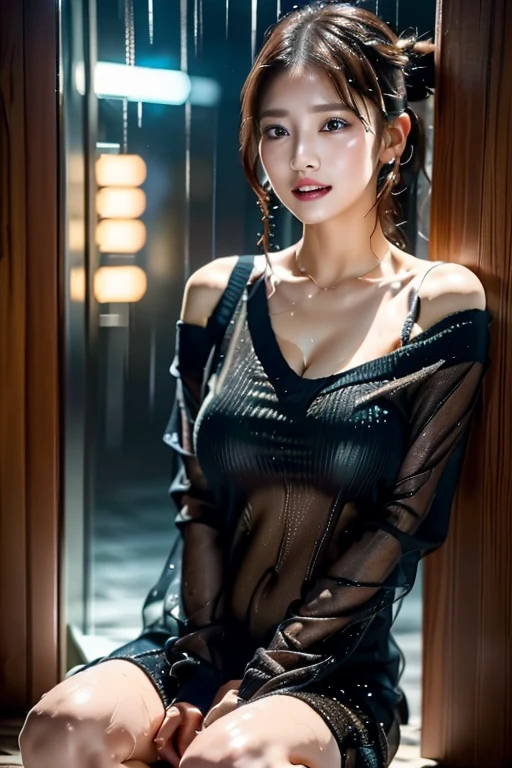kmwld, (sharp focus:1.2), photo, attractive young woman, (beautiful face:1.1), detailed eyes, luscious lips, (eye makeup:1.2), body freckles, (medium breasts:1.0), (tight body:1.2), wearing (slitdress:1.2) in (red carpet event:1.2). (moody lighting:1.2), depth of field, bokeh, 4K, HDR. by (James C. Christensen:1.2|Jeremy Lipking:1.1).