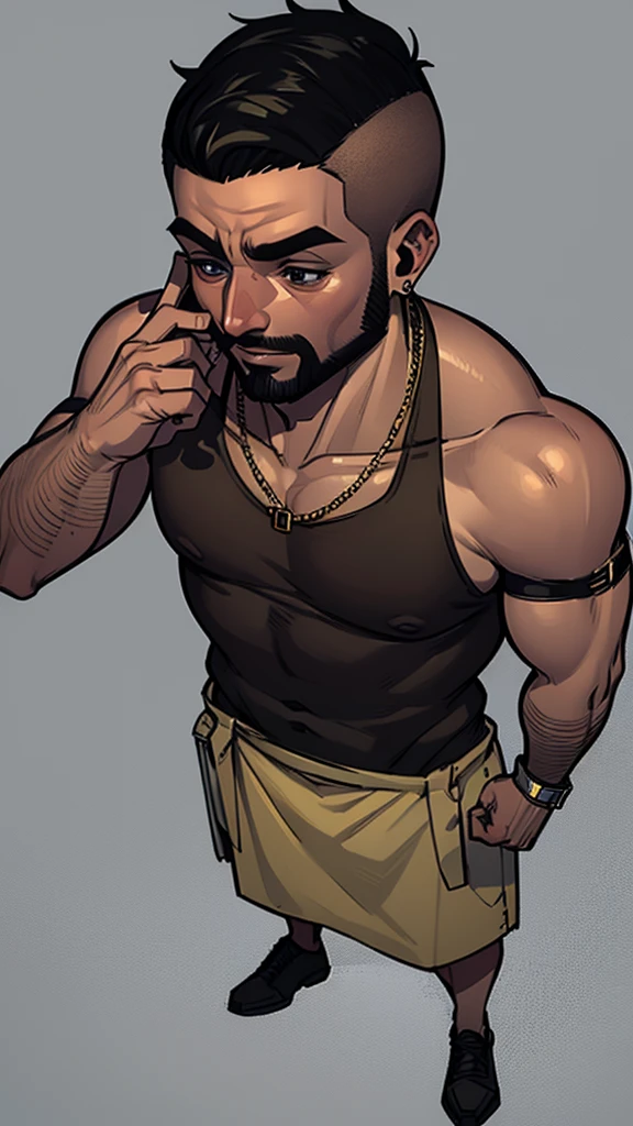 Male character design, detailed full body concept art, detailed character art, full character design, character model sheet submission, detailed character design, full body character design, ((Character design sheet, same character, forehead, side, back)) Character design, virile man, overly muscular, bulging veins, masculine face, blue eyes, short brown hair, huge biceps, bare back, wearing underwear.
